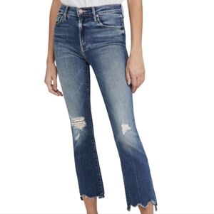 MOTHER The Insider Crop Step Chew Jeans Dancing On Coals Distressed High Rise 27